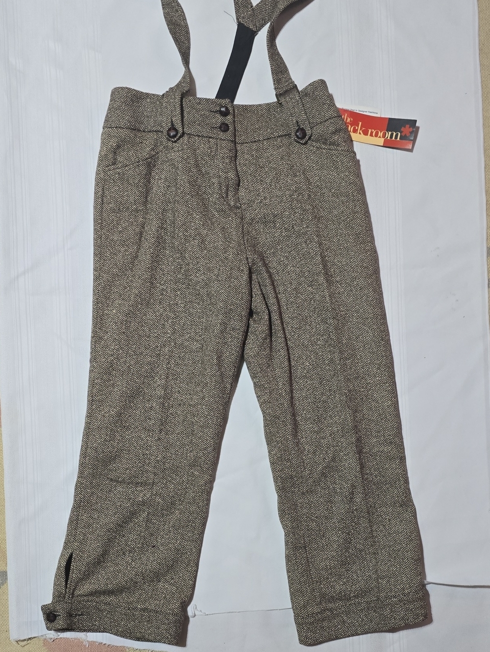 Women's M Brown Tweed Suspender Dress Pants